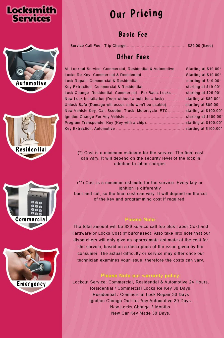 Burtonsville Locksmith Service Burtonsville, MD 301-810-4527 - price-list-c-18